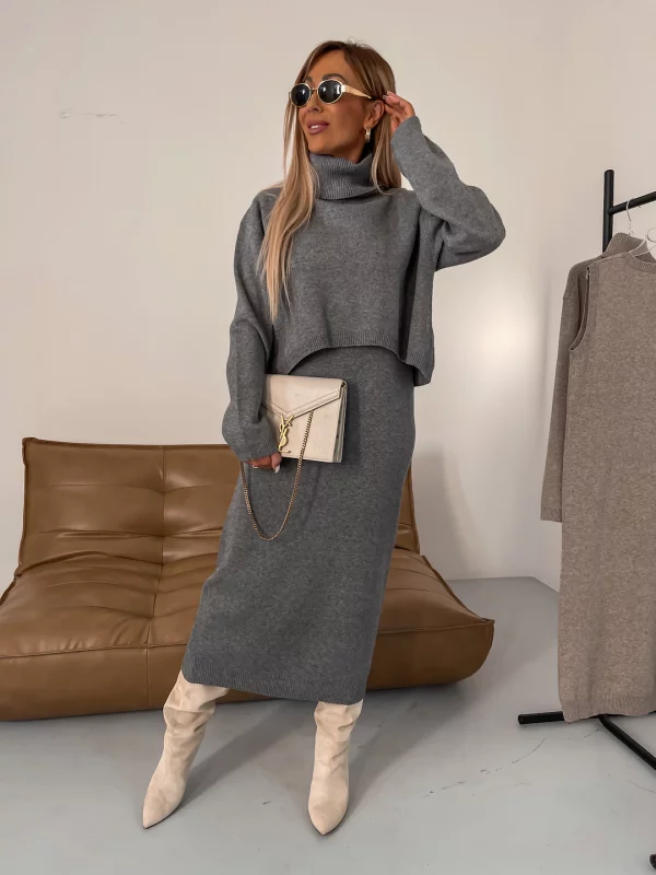 Oliva | Turtleneck Sweater and Midi Dress Set