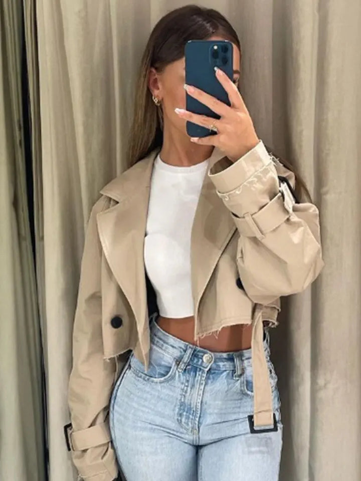 Sage - Cropped Belt Jacket